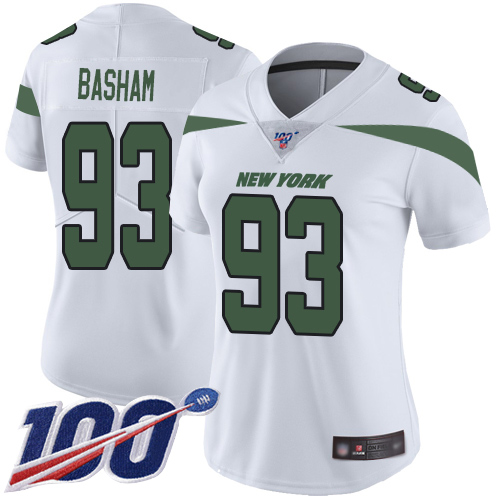 New York Jets Limited White Women Tarell Basham Road Jersey NFL Football #93 100th Season Vapor Untouchable